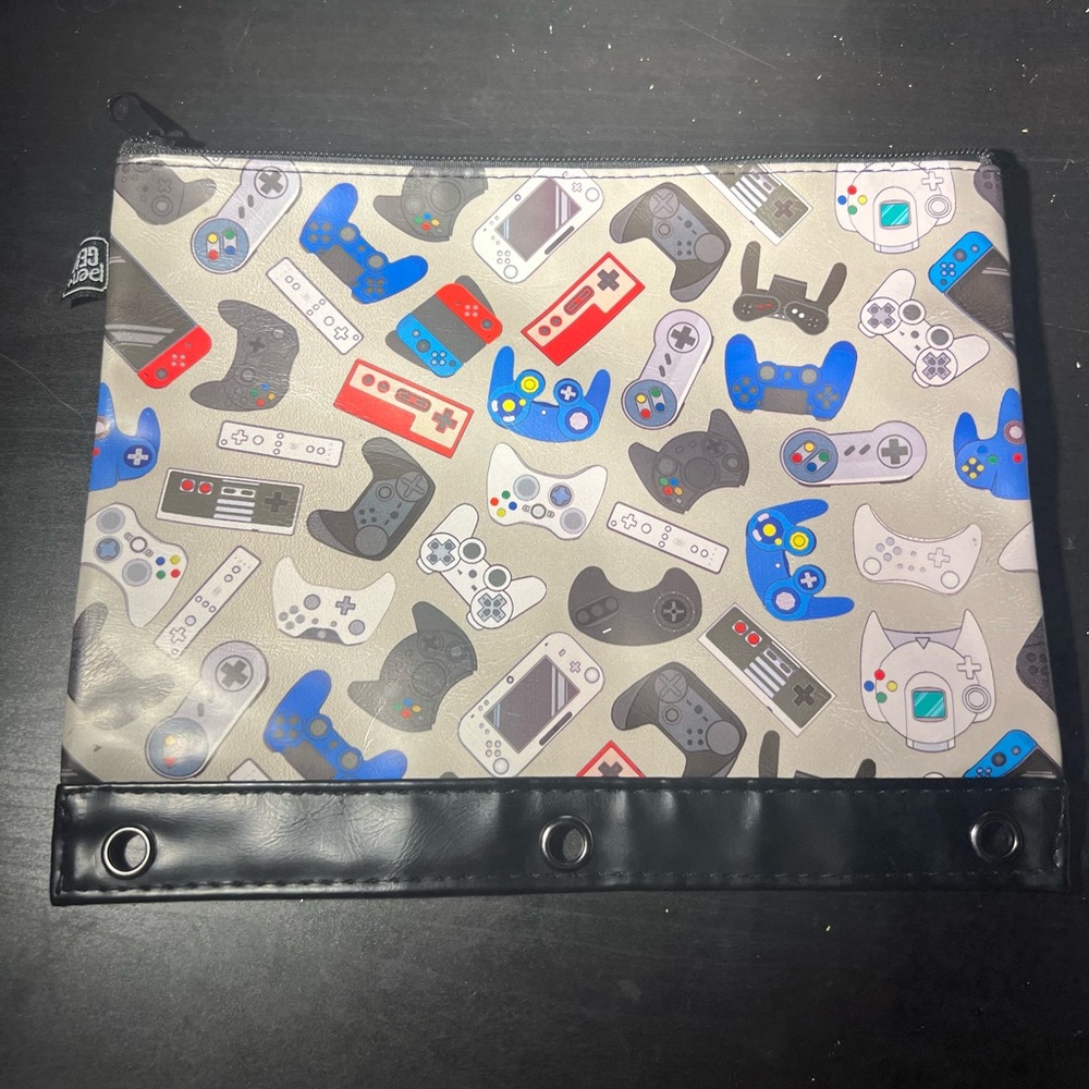 Pen + Gear Pencil Pouch, Multiple Video Game Controllers, Black 3 Ring